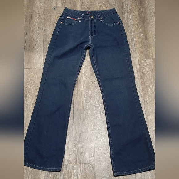 Tommy Hilfiger Womens Size 28 Jeans Hipster Flare Blue 32" Inseam Button Front - Picture 1 of 6